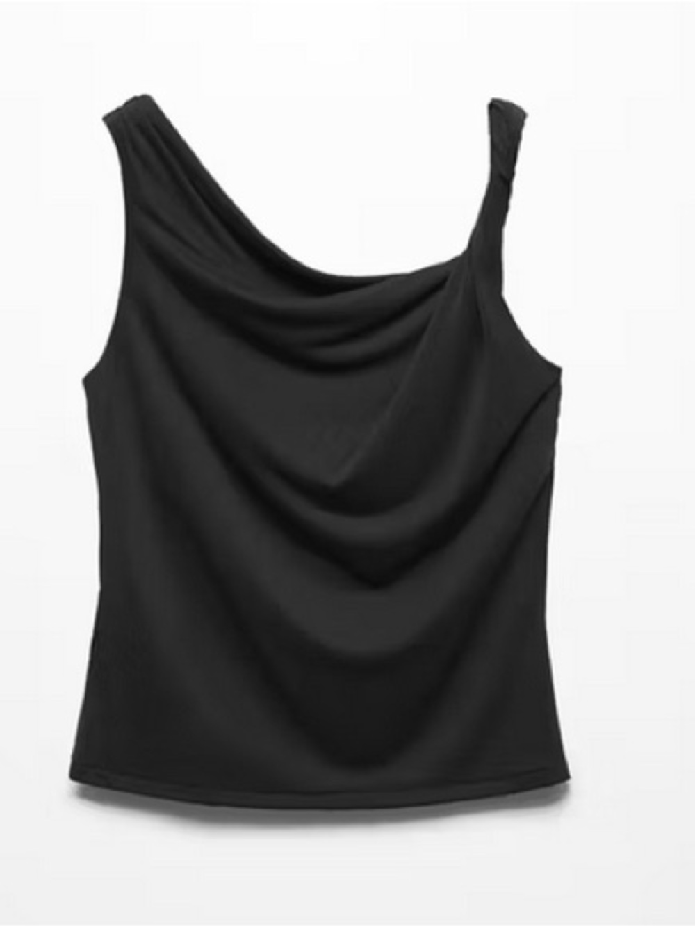 Mango Draped Twisted Detail Black Top Size Large NWT